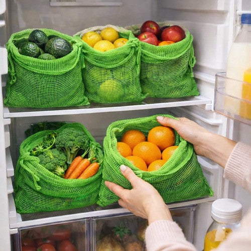 Reusable Natural Cotton Fruits & Vegetables Bags ( Pack of 6 )