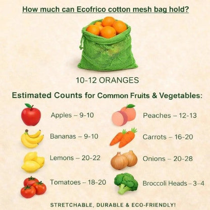 Reusable Natural Cotton Fruits & Vegetables Bags ( Pack of 6 )