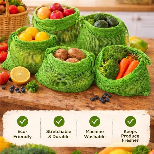 Reusable Natural Cotton Fruits & Vegetables Bags ( Pack of 6 )