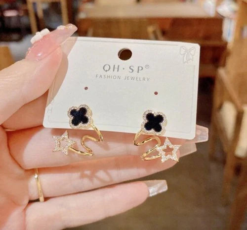 Black star joy Korean earring